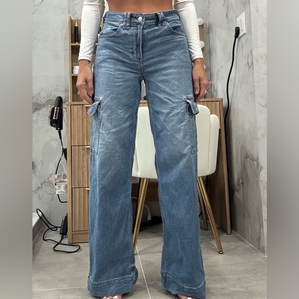 American Eagle Outfitters Caroenter Style Light Blue Flare Jeans